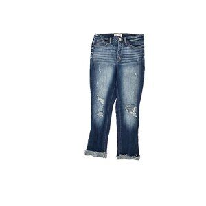 BKE Parker Jeans Women‎ 28 Blue High Rise Raw Hem Distressed Ankle
